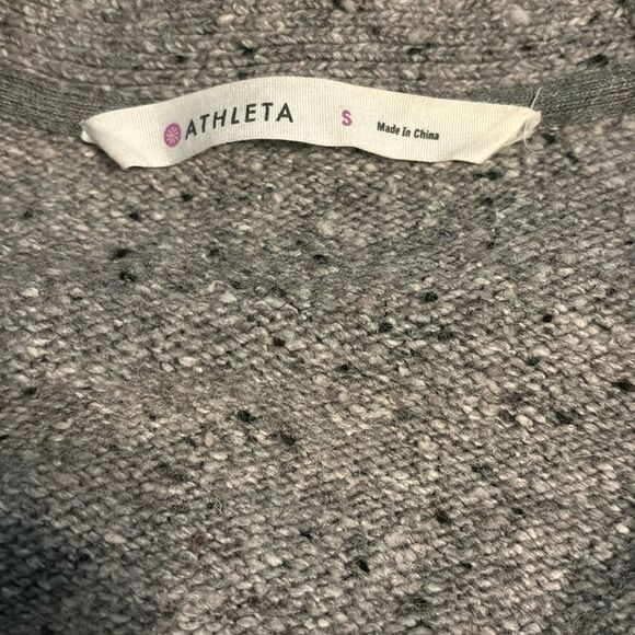 Athleta Wool Blend Long Line Open Cardigan Sweater SZ Small Gray Pockets Capsule - Picture 5 of 7